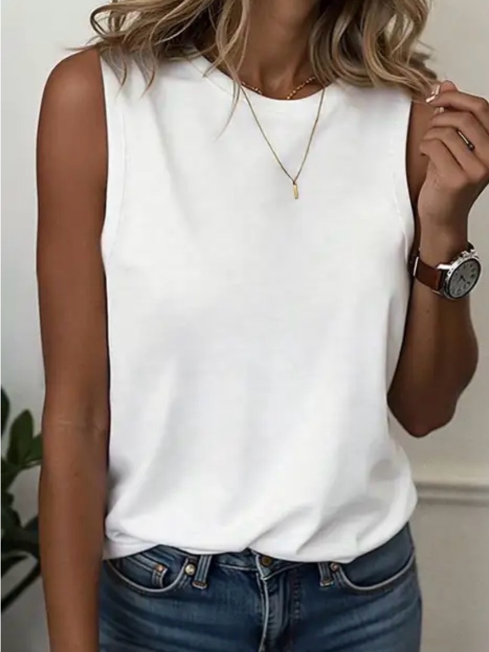 Flamingals Solid Round Neck Short Sleeve Tank Top M PS8-15